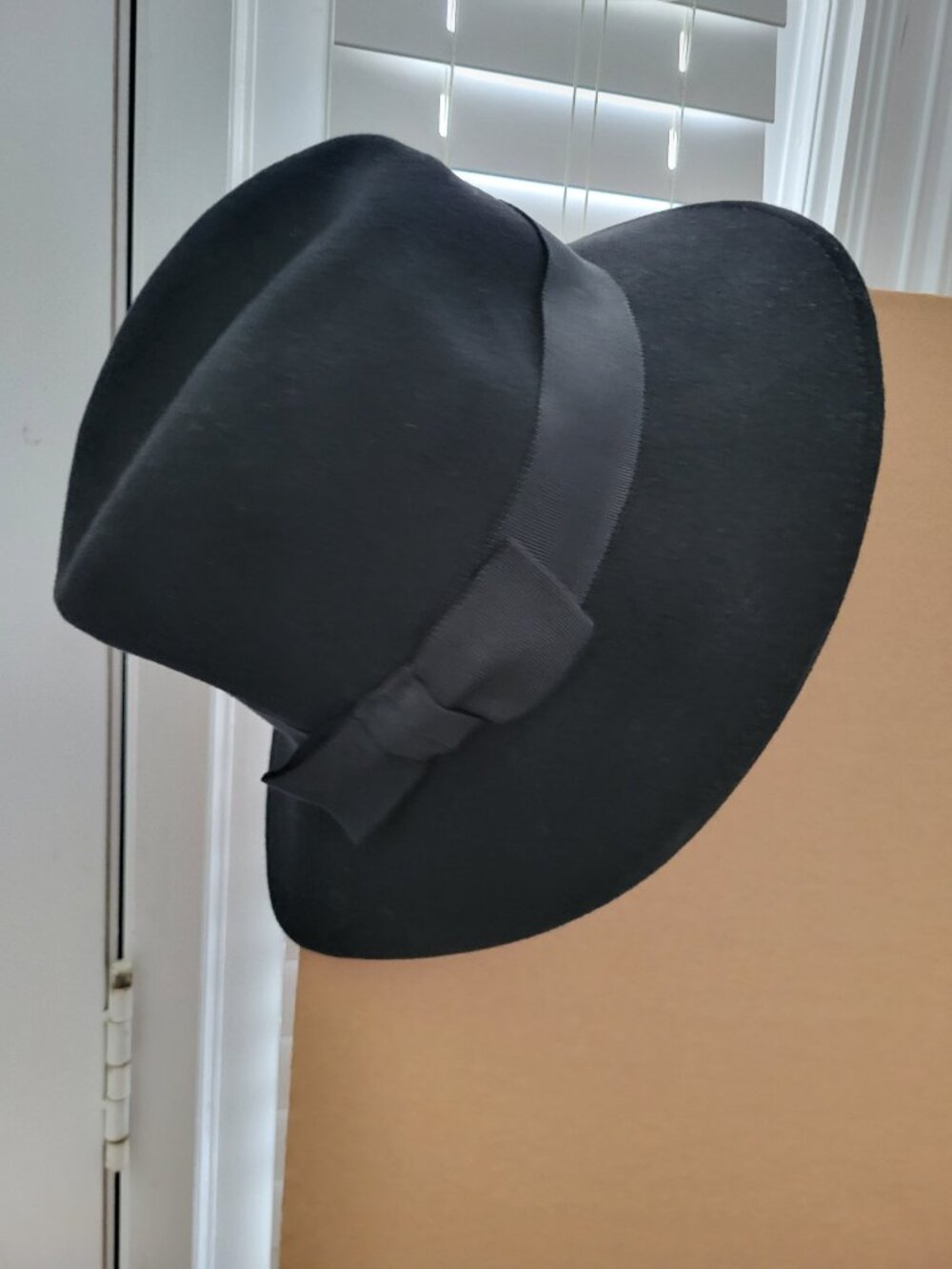 100% Wool Betmar New York Black Fedora Hat with Black Bow - Classic